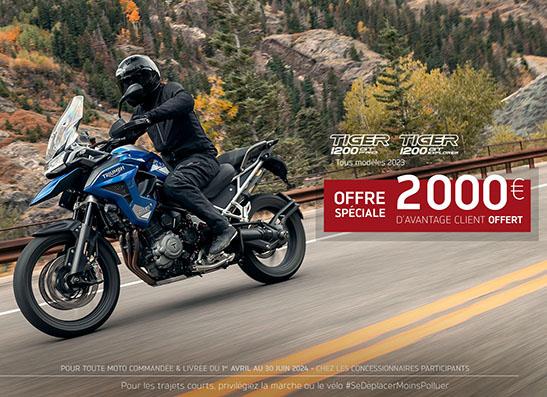 2000 € d'avantage client sur les TIGER 1200 GT PRO et GT EXPLORER millésime 2023 !